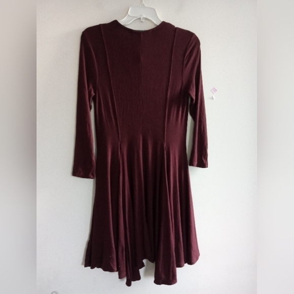 NWT Free People Beach Maroon Purple Jersey Knit Assymetrical Hem Dress sz Small - Picture 8 of 8